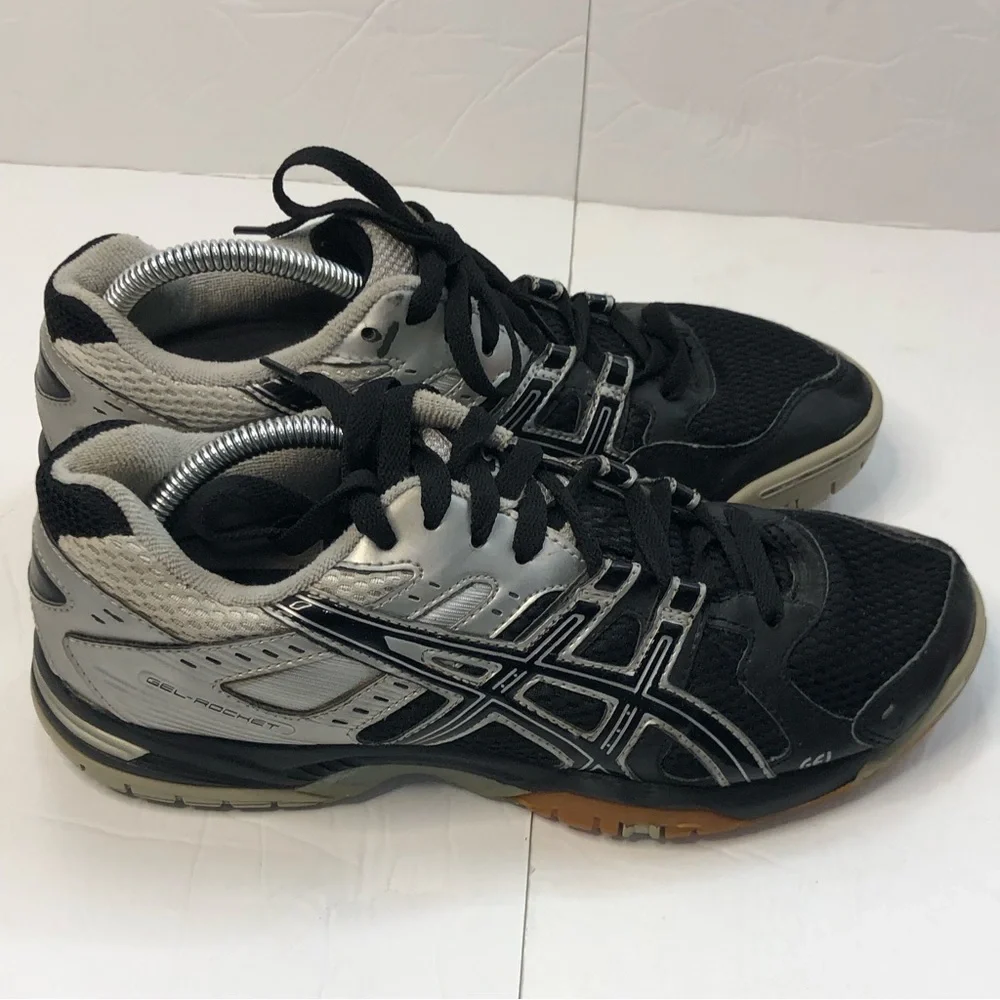 Asics Shoes Womens Size 8 Volleyball Gel Rocket 7 Athletic B257N Black Gray